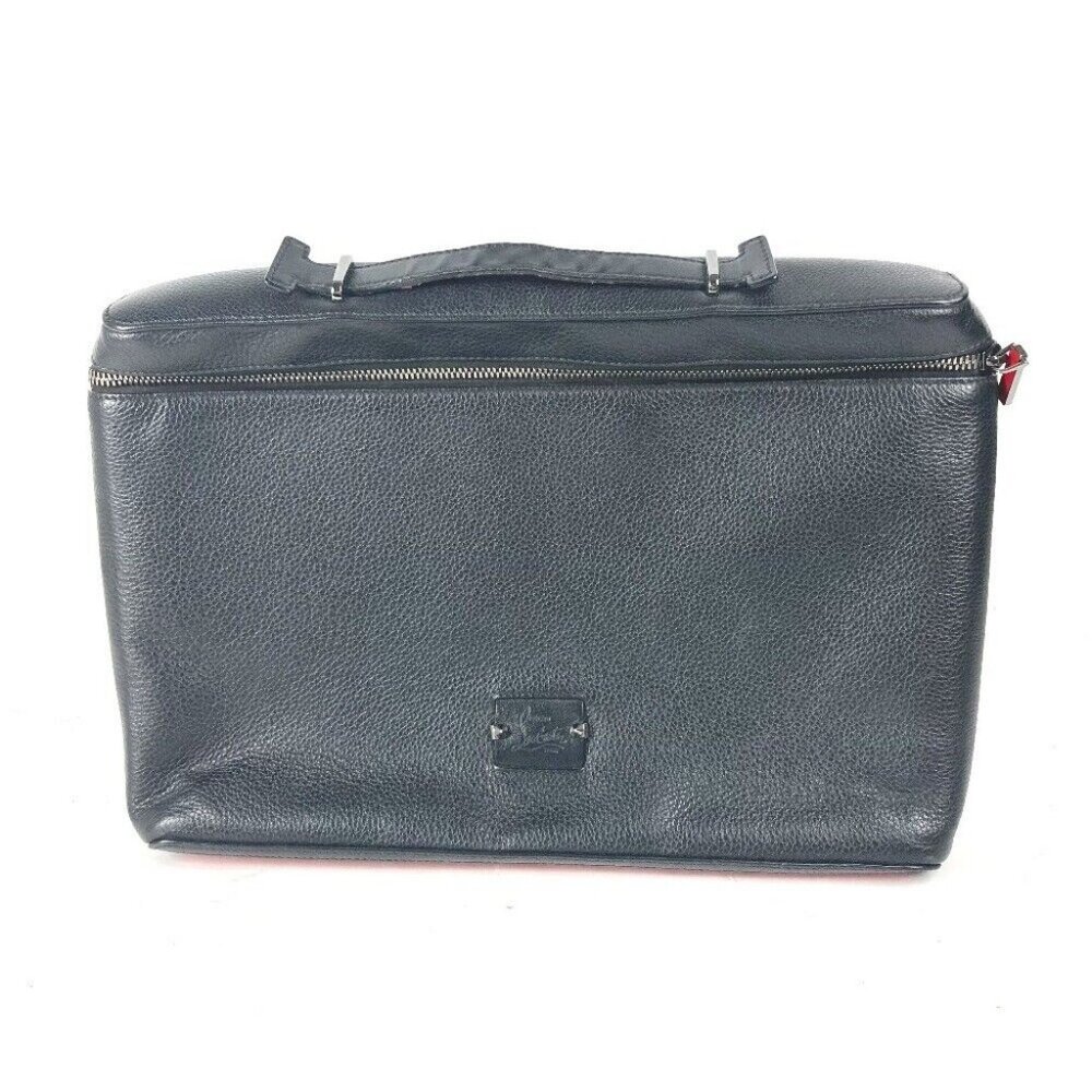 Christian Louboutin Logo Kibi Vanity bag Hand Bag Leather Black